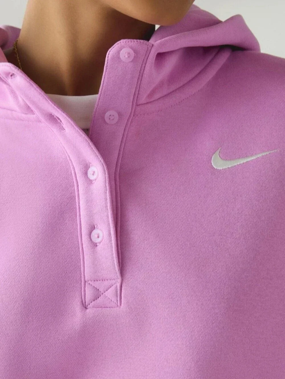 NEW!!! NIKE Phoenix Fleece Cropped Oversized Henley Hoodie Sweatshirt